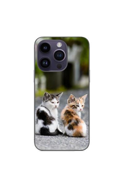 OEM Калъф, съвместим с Apple iPhone 15 Pro, силиконов гел TPU, с шарка на кот...