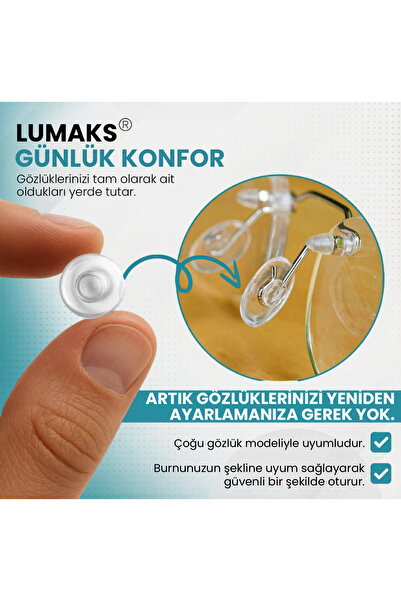 LUMAKS Round Glasses Silicone Nose Pad Snap-On Model Comfortable Pad 3 Pairs ...