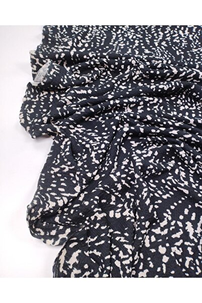 Kumaş Parça Black and White Patterned Wrinkled Jersey Fabric, Knitted, Flexib...
