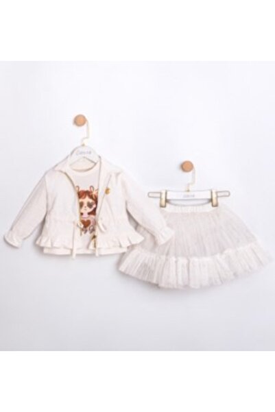 Cumino Момичешки костюм с пола за 2-5 години БЯЛ