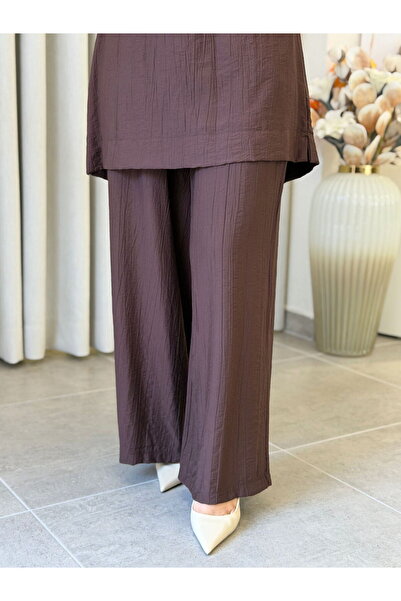 Armine Trend Strawberry Fabric Loose-Leg Pants Brown