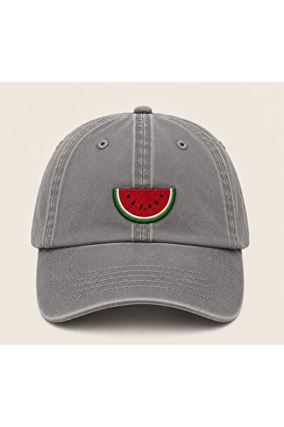 WeavedCo Minimal Watermelon Embroidered Vintage Washed Cap Hat
