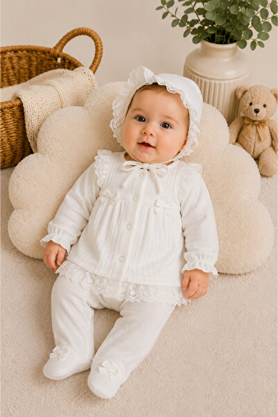 My Babies Label طقم خروج من المستشفى مكون من 5 قطع من القطن بتفاصيل مفصلة للف...