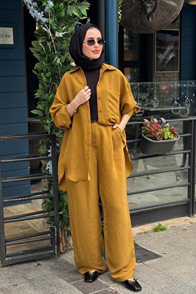 QOOQ STORE QOOQ Silva Pantolonlu Takım 26SS209T Safran