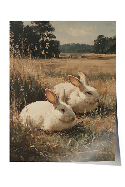 Zestia Poster de perete vintage, Poster cu iepure în peisaj rural Nr.: 20143