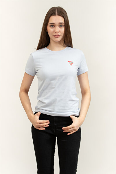 Guess Mini Triangle Kadın Slim Fit T-Shirt Parlement Mavi