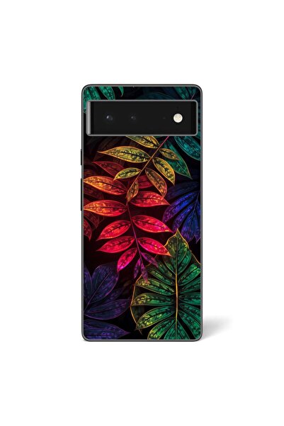 OEM Husa compatibila cu Google Pixel 6 Silicon Gel Tpu Model Minmal Neon Leav...