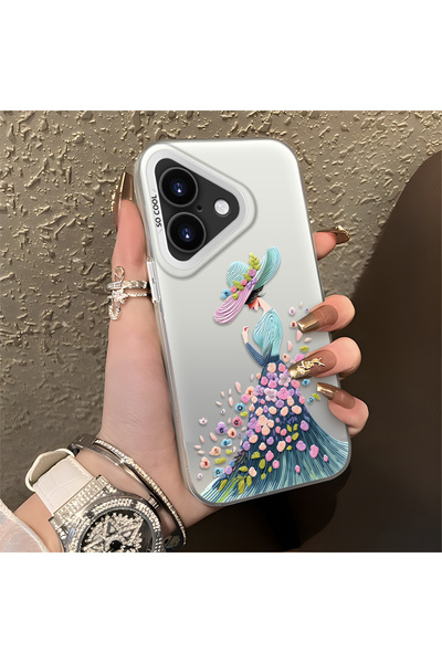 Hontinga iPhone 16 Plus Uyumlu Silikon Kenar Sert Arka Kılıf Couple Telefon K...
