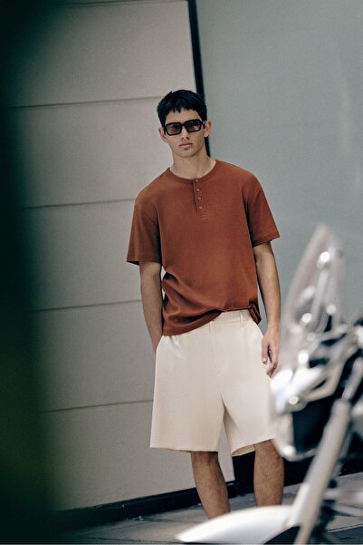 Pull & Bear Çift pileli kumaş bermuda