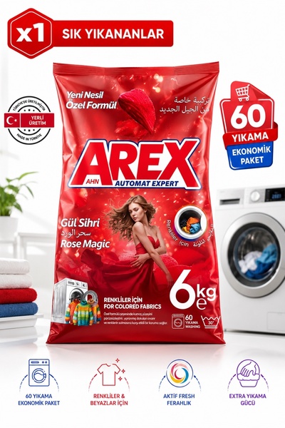 AREX MATİK TOZ ÇAMAŞIR DETERJANI 6 KG RENKLİLER