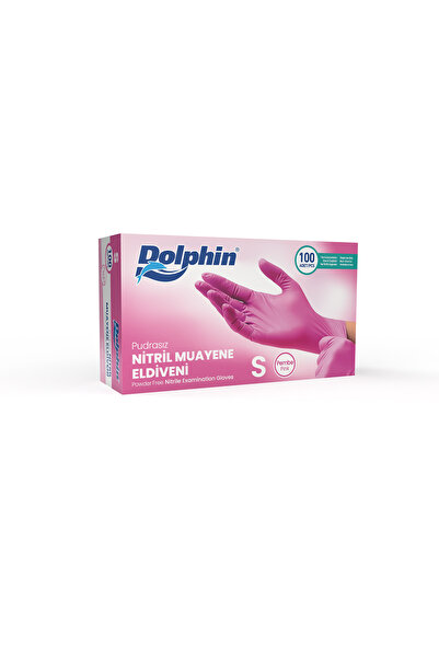 Dolphin Pembe Nitril Muayene Eldiveni S Beden 100 Adet - MDR