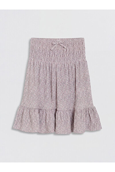 LC Waikiki Nevavm Floral Patterned Girl's Skirt with Elastic Waist