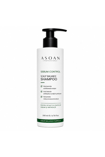 Asoan Professional Șampon Purifiant pentru Scalp Gras cu Acid Salicilic, Niac...