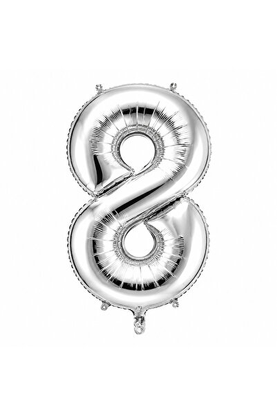 BeySüS 8 Number Foil Balloons Silver Color (36 cm)