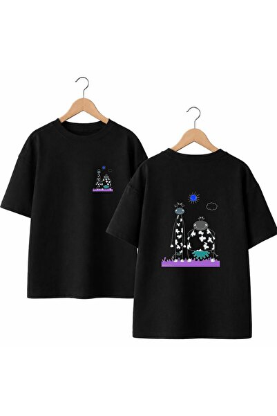 playwear تي شيرت بطباعة على الظهر والصدر الأمامي من القطن بنسبة 100%، مقاس كب...