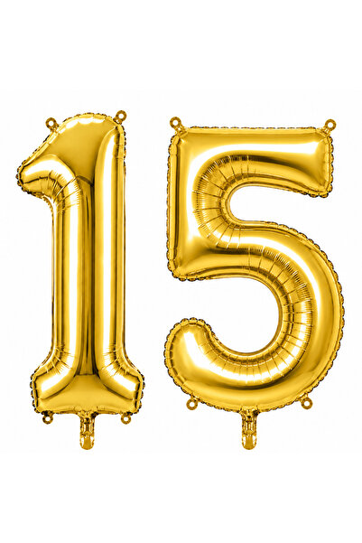 BeySüS 15 Number Foil Balloons Gold Color (76 cm)