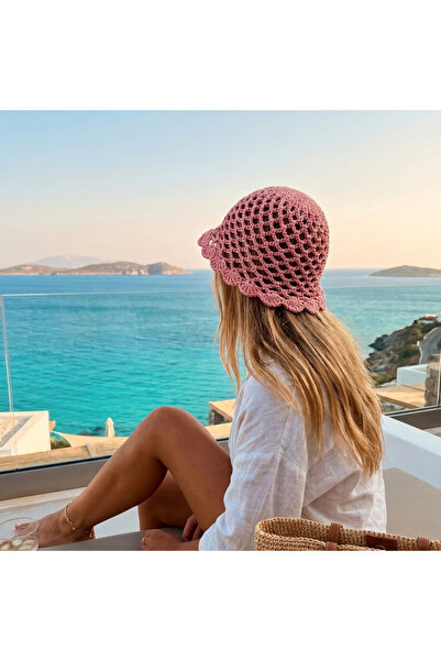 PERFECT El Yapımı File Örgü Bere Şapka Bandana Bucket Şapka