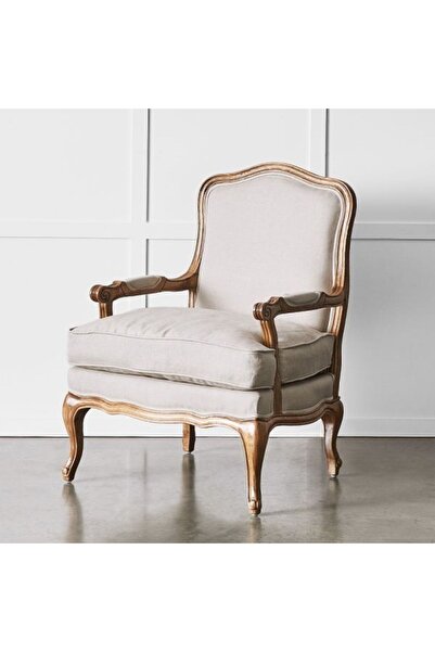 homejoyz Classic Armchair Linen Fabric and Svedy Wood-Heritage-70X70X90 cm