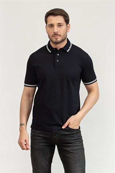 Emporio Armani Men's Polo Collar Short Sleeve Buttoned Collar and Cuff Stripe...