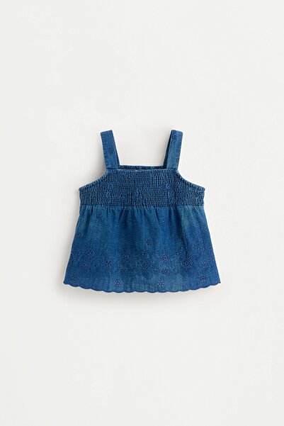 LEFTIES İşlemeli denim top