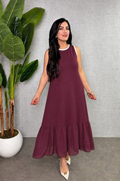 Modayakamoz New Season Women's Strappy Round Neck Skirt Hem Chiffon Detailed ...