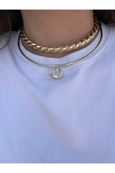 LUNEA Tek Taş Choker Kolye