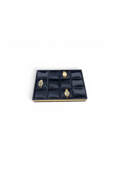 DİJİTAL ÇARŞI MAĞAZACILIK 12-Piece Watch Tray Watch Organizer Black with Blac...