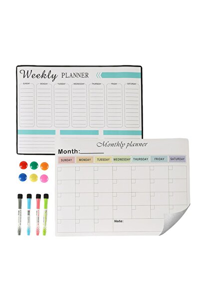 Ayawaska Set 2 table magnetice whiteboard pentru frigider, cu planificator sa...