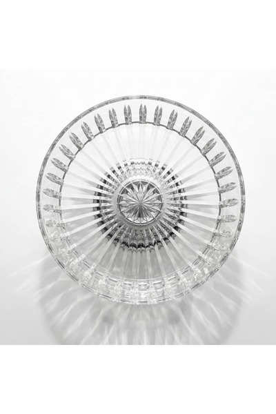 i love home glass Silver Footed Vertical Striped Crystal Bowl 25 cm