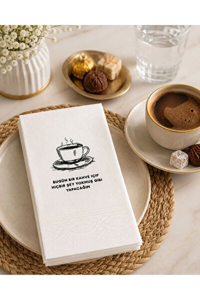 GM 30’lu Kahve Temalı Baskılı Kağıt Peçete 17x8 cm | 2 Katlı Dekoratif Kahve ...