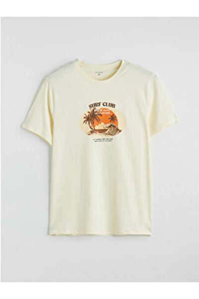 LC Waikiki New Season Yellow Men's Combed Cotton T-Shirt