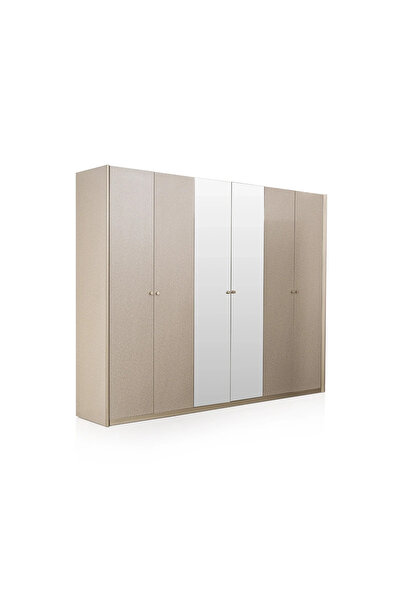Midas Furniture خزانة ملابس خشبية 6 أبواب 277×59×225 سم لون رمادي