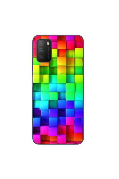 OEM Case compatible with Xiaomi Poco M3 Silicone Gel Tpu Pattern Colorful Cubes