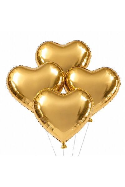 Ropet Top Bottom Set of 4 Heart Foil Balloons, Gold, 25 cm,