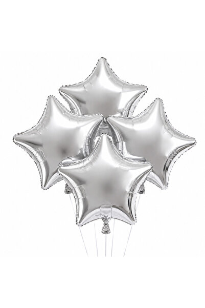 Ropet Top Bottom Set of 4 Star Foil Balloons, Silver, 25 cm,