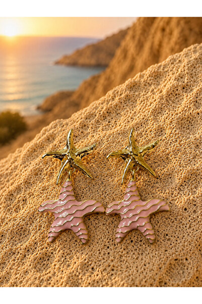 PABALAS Starfish Enamel Dangle Earrings with Gold Detail Women's Earrings Sum...