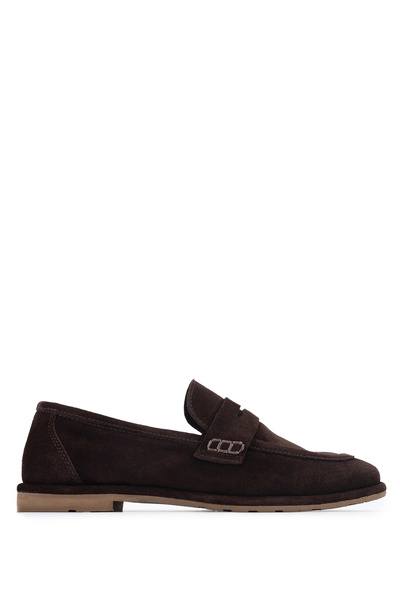 Tamer Tanca Women's Genuine Leather Brown Suede Loafer Shoes
