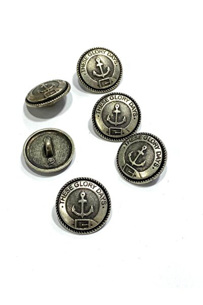 karantuhafiye Antique Silver Tumbled Anchor Pattern Trench Coat Button / Tren...