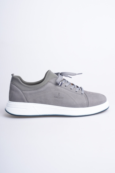 Fame Step Hakiki Deri Erkek Sneaker Ayakkabı Gri Günlük Rahat Ortopedik Spor ...