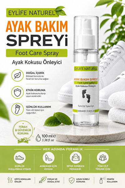 eylife naturel Ayak Kokusu Giderici ve Ayak Terleme Önleyici Sprey 100 ml