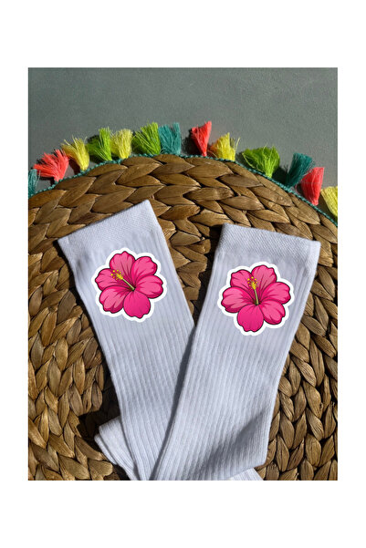 Tubinyoo White Colorful Bow Cherry Flower Lightning Smiling Face Printed Knee...