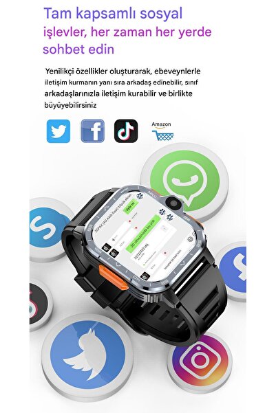 howear 5G Akıllı Saat Android SIM Kartlı GPS WiFi Çift Kameralı 4GB RAM 64GB ...