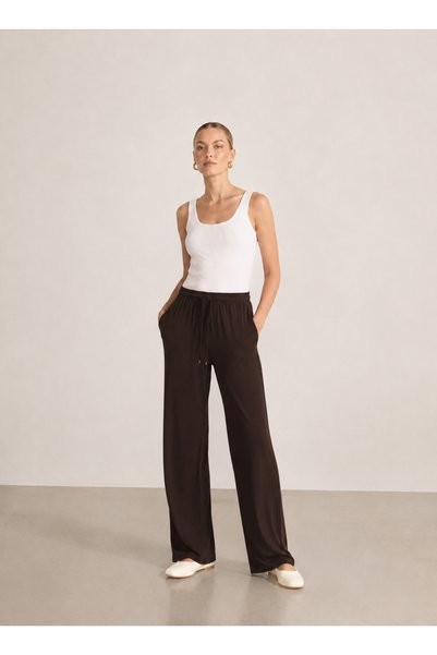 BeyzaBayram Women's Lycra Modal Pants Comfortable Fit High Waist Casual Summer Flexible Soft Fabric Trousers