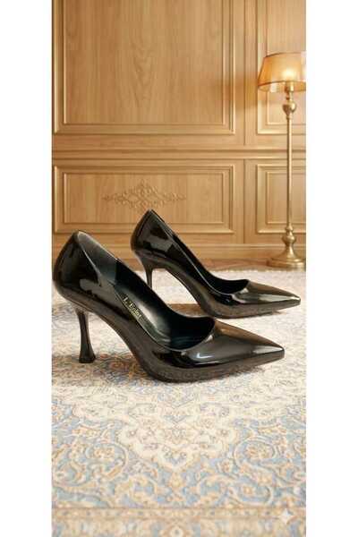 nuvora Patent Leather Pointed Toe 11 cm Thin Heeled Women's Classic Shoes - N...