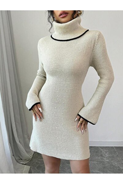 Iuliashop Rochie scurtă tricotată crem Andia - S