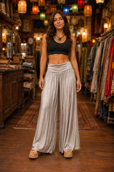 Miss Boheme Mink Color Silk Trousers