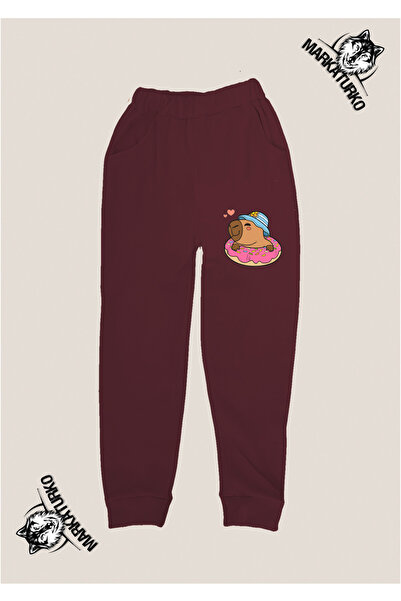 MarkaTurko Capybara Printed Unisex Special Design Cotton Burgundy Children's ...