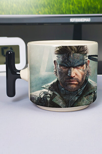 ZipZap كوب سيراميك فاخر مطبوع عليه Metal Gear Solid (قطعة واحدة) بمقبض أسود خ...