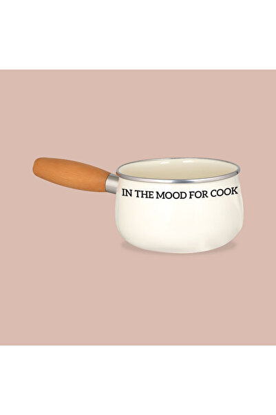 Varbifırsat 16 cm Deep Sauce Pan Enamel |   Mini Pot and Milk Jug with Wooden...