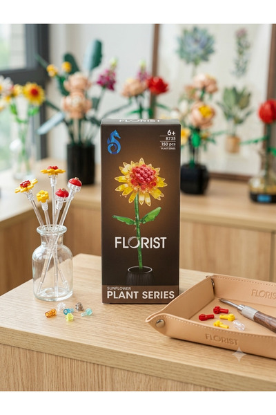 Parnevu Lego Çiçek Florist Plant Series Ayçiçeği Yapım Blokları Seti